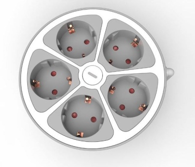 Régua / Extensão Alimentação  Circular C/ Interruptor 5x Schuko C/ Interruptores 1.5m