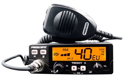 Rádio CB 27Mhz/11m  President TEDDY II e TEDDY II + ASC/VOX  - AM/FM  Multinormas