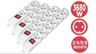 Régua / Extensão Alimentação  sem cabo  3,4,5,6 Saidas SERI BN