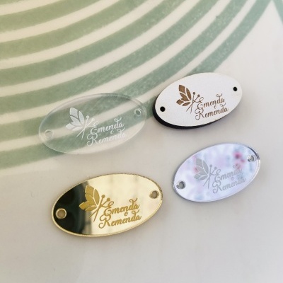Etiquetas em Acrílico Douradas 1,2 mm | Largura máxima 3 cm | Personalizáveis | Ovais