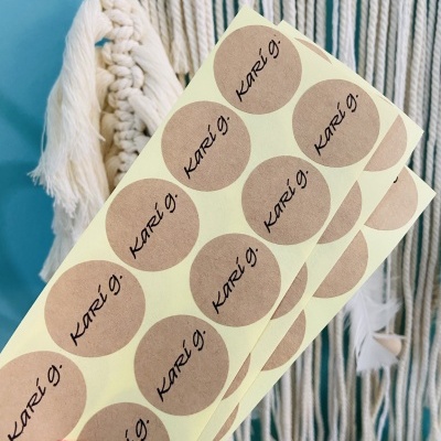 Autocolantes Circulares || KRAFT || 3 cm diâmetro || Personalizados com Logo