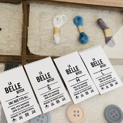 Etiquetas Poliamida | 2,5 cm Largura | Etiquetas composição com LOGOTIPO