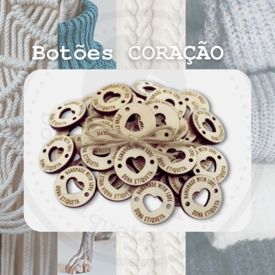 Botões em Madeira | Coração | Handmade | Personalize