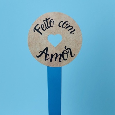 Autocolantes Circulares || 3 cm diâmetro || Kraft || Feito com amor