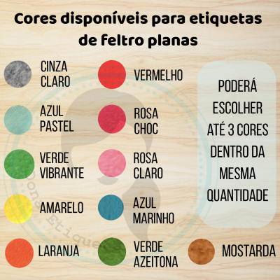 Etiquetas Alta Definição | Feltro | 3 cm | Retangulares | VÁRIAS CORES