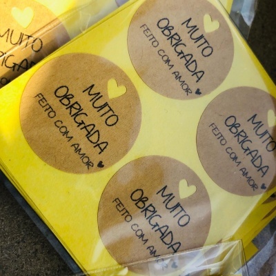 Autocolantes Circulares || 3 cm || KRAFT || Muito Obrigada, feito com amor