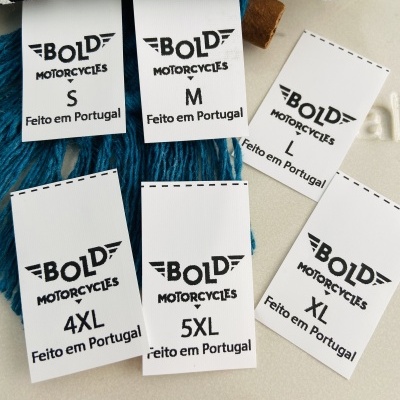 Etiquetas Poliamida | 2,5 cm Largura | Etiquetas composição com LOGOTIPO