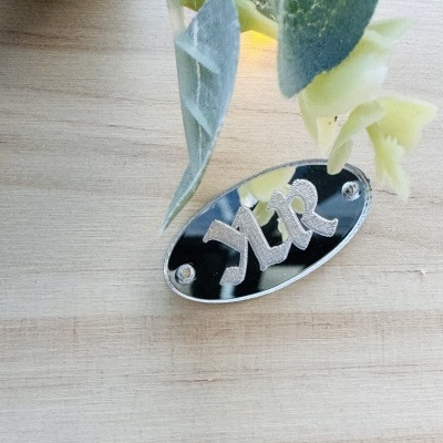 Etiquetas em Acrílico Prateadas  1,2 mm | Largura máxima 3 cm | Personalizáveis | Ovais