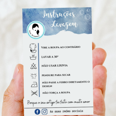 Cartões | Instruções de Lavagem  8,5 x 5,5 cm