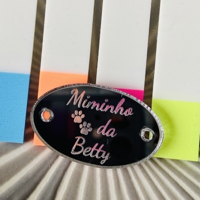 Etiquetas em Acrílico Prateadas  1,2 mm | Largura máxima 3 cm | Personalizáveis | Ovais