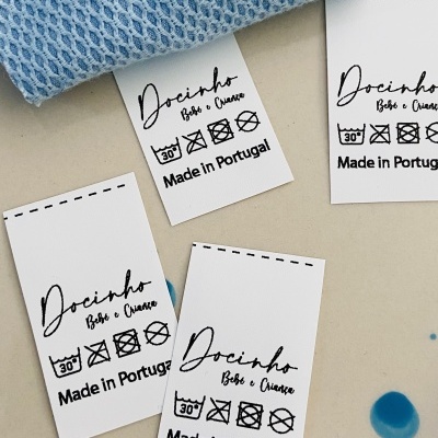 Etiquetas Poliamida | 2,5 cm Largura | Etiquetas composição com LOGOTIPO