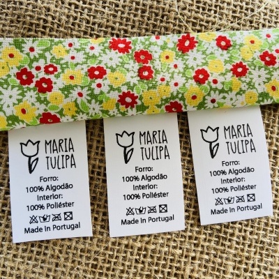 Etiquetas Poliamida | 3 cm Largura | Etiquetas  composição com LOGOTIPO