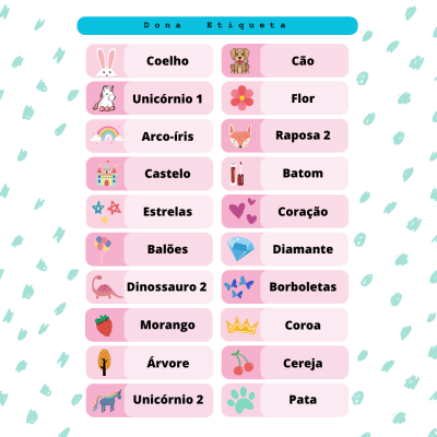 Pack etiquetas infantis - Pack autocolantes 80 + 25 + 20 unidades