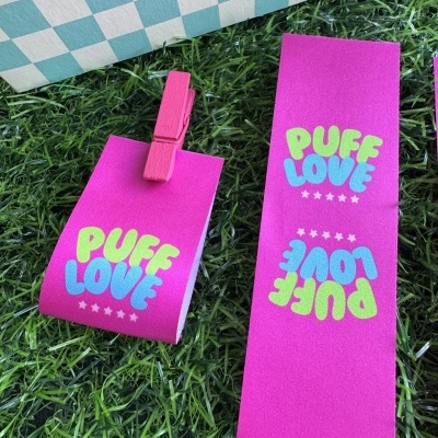 Etiquetas Alta Definição | 3.5cm Largura | Dobradas | Logo Horizontal | Glossy