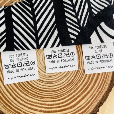 Etiquetas Poliamida | 3 cm Largura | Etiquetas  composição com LOGOTIPO