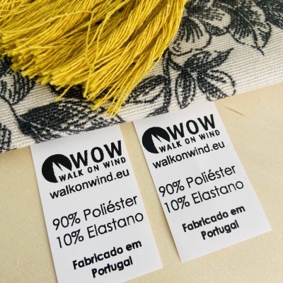 Etiquetas Poliamida | 2,5 cm Largura | Etiquetas composição com LOGOTIPO