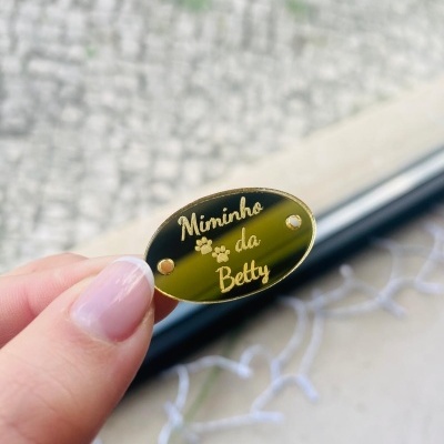 Etiquetas em Acrílico Douradas 1,2 mm | Largura máxima 3 cm | Personalizáveis | Ovais