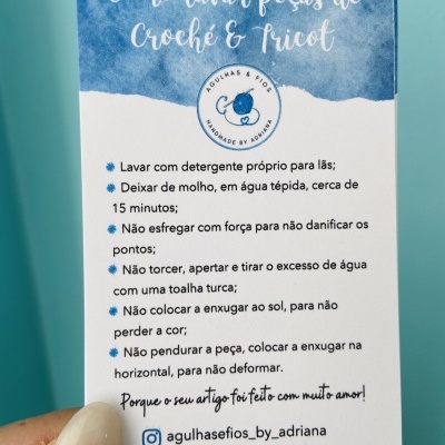Cartões | Instruções de Lavagem  8,5 x 5,5 cm
