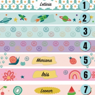 Etiquetas Alta Definição | Glossy | 1,5 cm Largura | Planas | Infantis