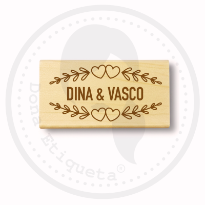 Carimbo | Nome Casal Retangular | Pote Com Amor| Várias Medidas