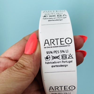 Etiquetas Poliamida | 2,5 cm Largura | Etiquetas composição com LOGOTIPO