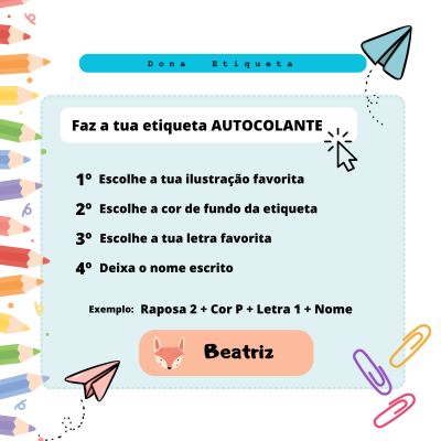 Autocolantes para material escolar | 1,2 x 4,6 cm