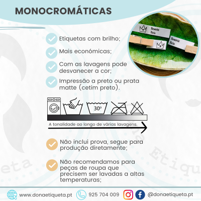 Etiquetas Monocromáticas | 1,5 cm Largura | Planas