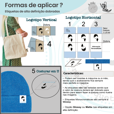 Etiquetas Alta Definição | Glossy | 3.5 cm Largura | Dobradas | Logo Horizontal Etiquetas Alta Definição | Glossy | 3.5 cm Largura | Dobradas | Logo Horizontal