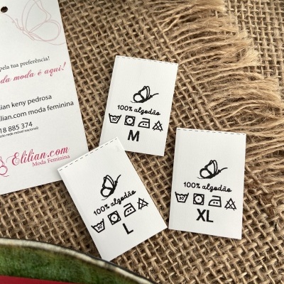 Etiquetas Poliamida | 2,5 cm Largura | Etiquetas composição com LOGOTIPO