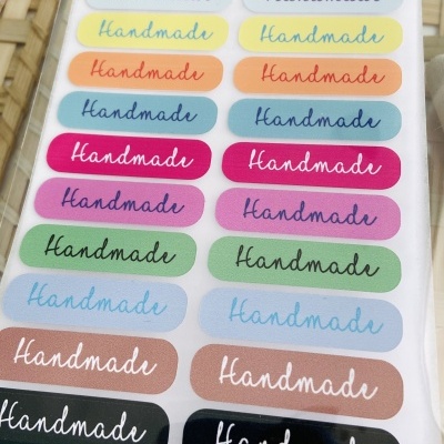 Pack 20 Etiquetas TermoAderentes || Handmade  || Pack Colorido  || 1,2  x 4,5 cm