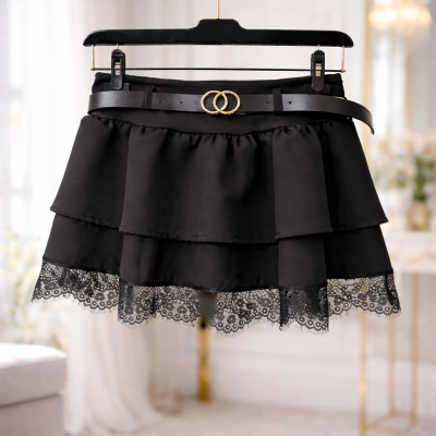 Saia de folhos c/Renda