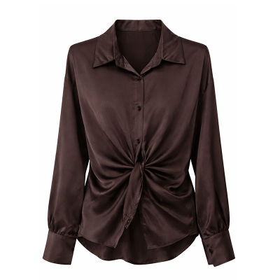 Blusa Castanha de cetim