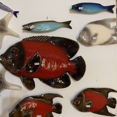 Peixe cerâmica vermelho 28cm