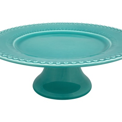 Bordalo Pinheiro Fantasia - Prato Bolo Grande com Pé Verde Água