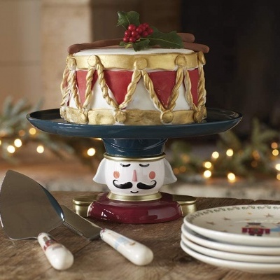 KitchenCraft Nutcracker Collection - Prato de bolo c/pé