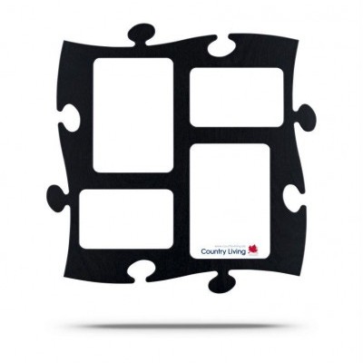 Country Living Moldura Puzzle+ 4fotos  (2x 10x15cm; 2x 13x18cm) preta