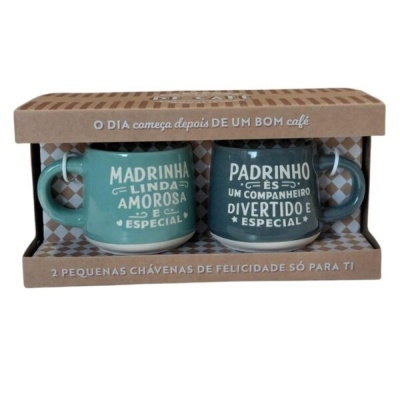 H&H  - Set de Chávenas de café Expresso Madrinha e Padrinho