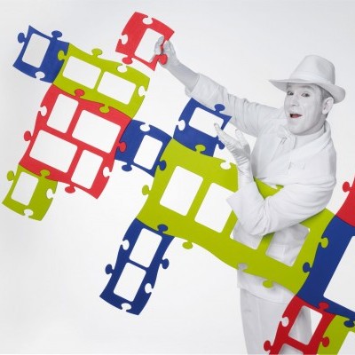 Country Living Moldura Puzzle+ 4fotos  (2x 10x15cm; 2x 13x18cm) preta