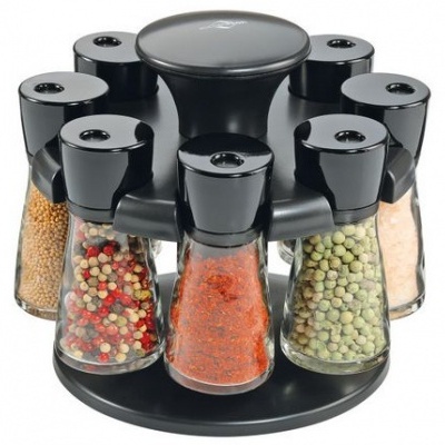 Kuchenprofi Porta especiarias preto 8pçs Rondo