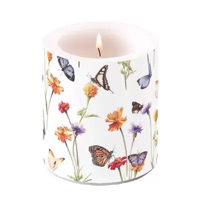 Ambiente  Vela média Butterfly garden white