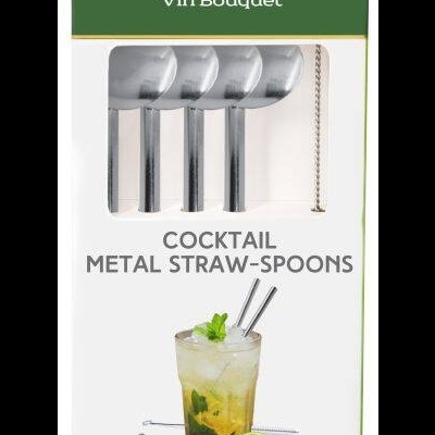 Vin Bouquet Set 4 colheres/palhinhas inox