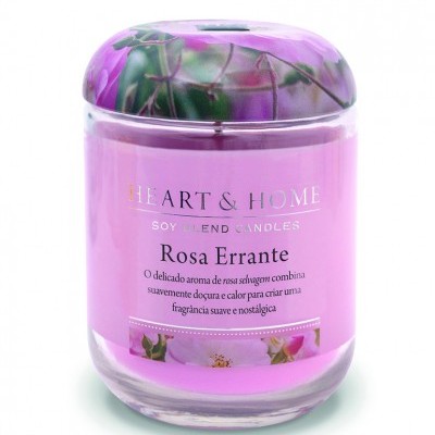 Heart & Home Vela frasco grande Rosa Errante