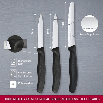 Victorinox Set 3 facas pretas