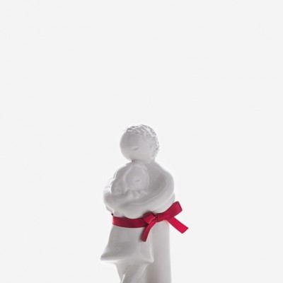 Figura "Pai com Menina" Rosa Malva