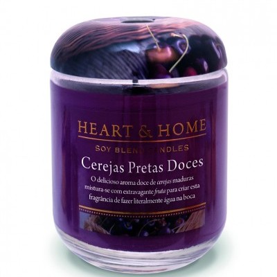 Heart & Home Vela Frasco Grande Cerejas Pretas Doces
