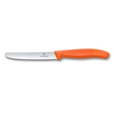 Victorinox Faca c/ponta red. serrilha laranja