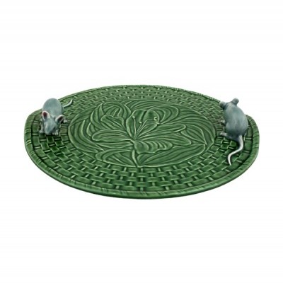 Bordalo Pinheiro Queijeiras - Queijeira Lírios com Ratos Verde/Natural