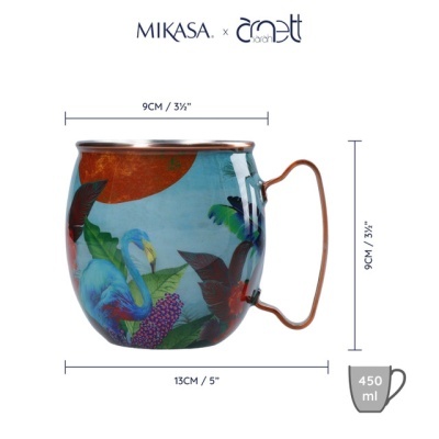 Mikasa x Sarah Arnett Caneca Moscow Mule de aço inox 450 ml, Flamingo