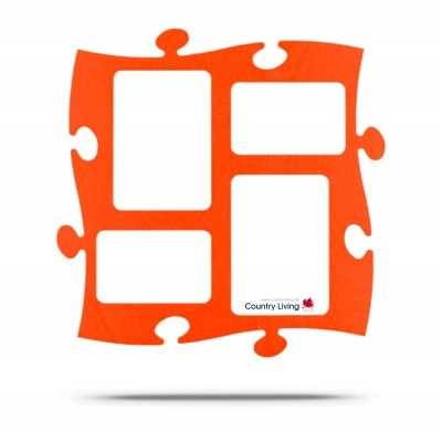 Country Living Moldura Puzzle+ 4fotos  (2x 10x15cm; 2x 13x18cm) laranja