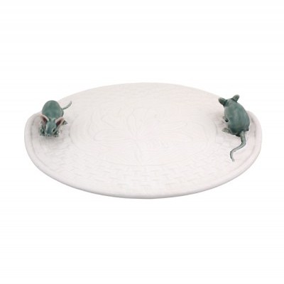 Bordallo Pinheiro Queijeiras - Queijeira Lírios Branca c/ Rato Natural